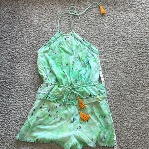 Beach Print Halter Romper-Small